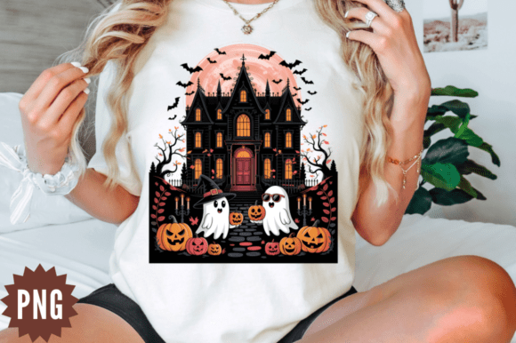 Download Cute Ghost Haunted House PNG Clipart Des - Cute Collection