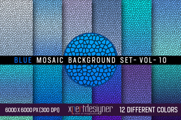 Download Blue Mosaic Background Set: Vol - 10 - Background set Collection