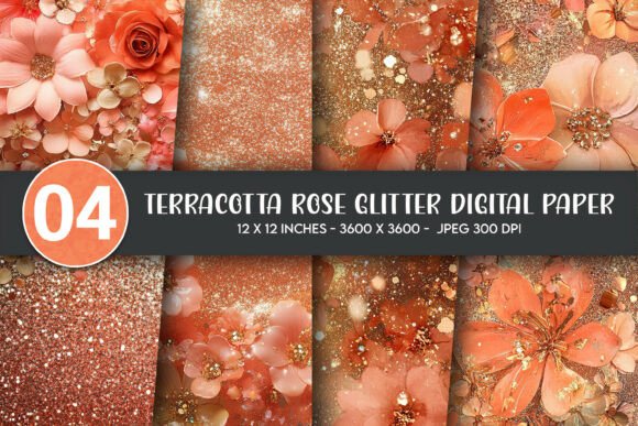 Download Terracotta Rose Glitter Digital Paper - Terracotta Collection