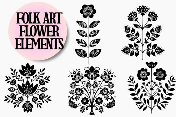 Download Folk Art Flower Elements - Flower elements Collection
