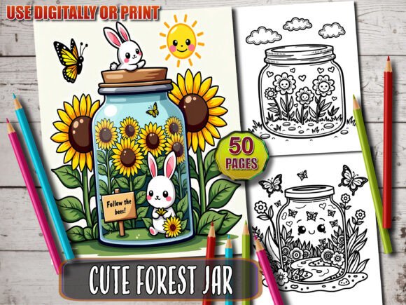 Download Cute Kawaii Forest Jar Coloring Book - Cute Collection