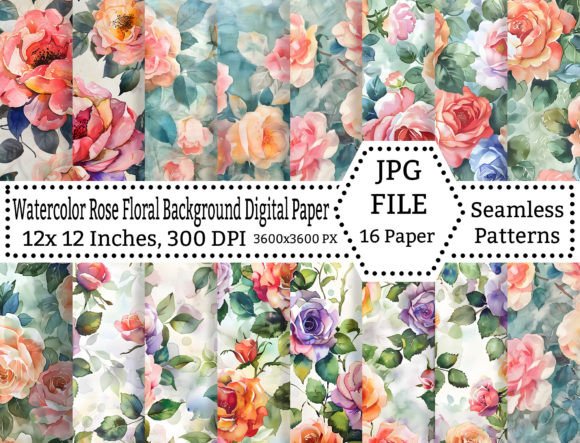 Download Watercolor Rose Floral Background Set - Background set Collection