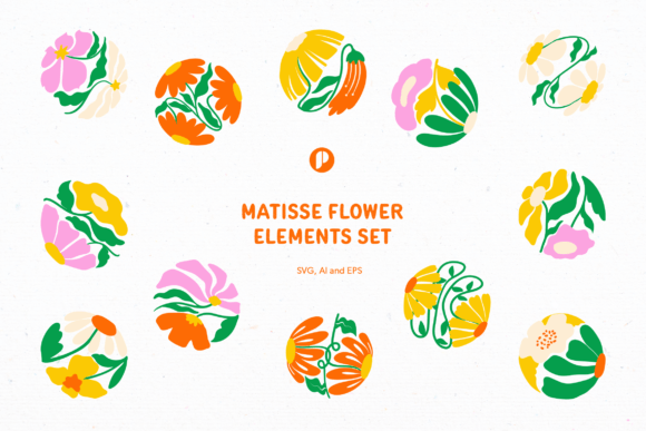 Download Rounded Pop-Up Matisse Flower Elements - Flower elements Collection