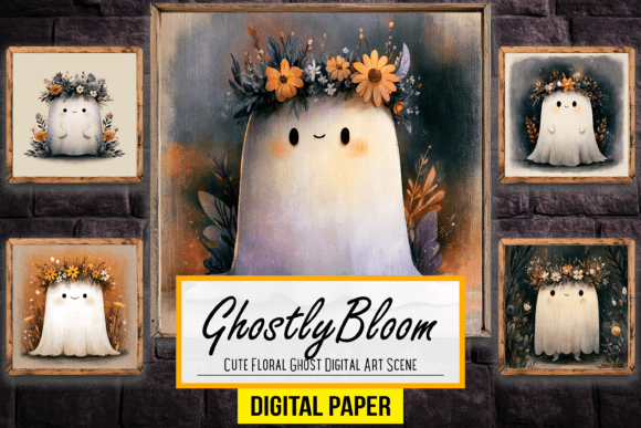 Download Cute Floral Ghost Digital Artwork Scene - Cute Collection