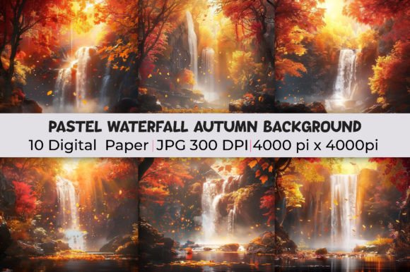 Download Pastel Waterfall Autumn Background - Premium Resources
