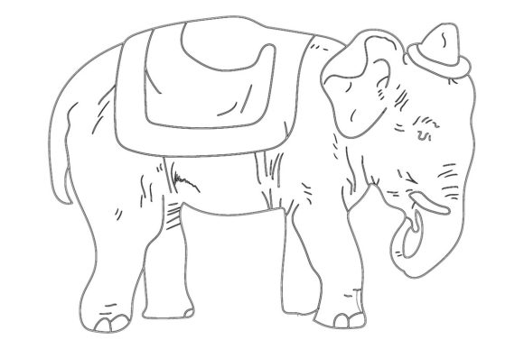 Download Outline Cute Elephant Wearing Circus Hat - Cute Collection