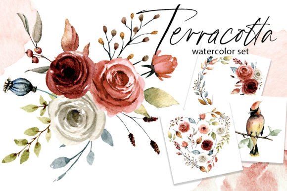 Download Terracotta Watercolor Flowers Set. - Terracotta Collection